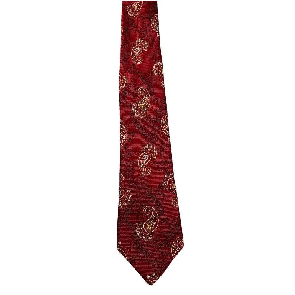 Joseph A Bank Heritage Collection 100% Silk Red Paisley Tie